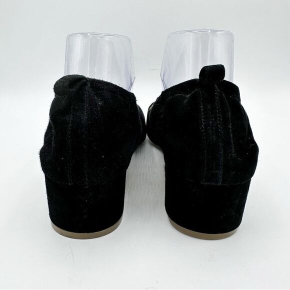 J.Crew Factory Anya Black Suede Low Chunky Heeled Pumps Slip-On Ballet Vibe sz 9 - Picture 5 of 9